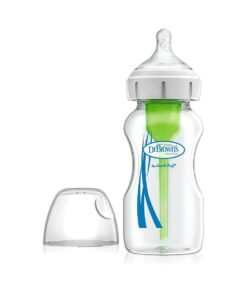 Dr Brown's Natural Flow Anti-Colic Options—Wide Neck Baby Bottle, 270ml with level 1 teat