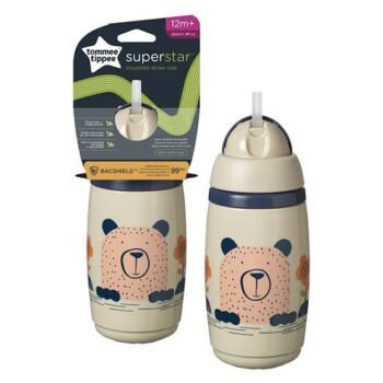 Tommee Tippee Superstar Insulated Straw Cup. 266ml Cream/Peach.