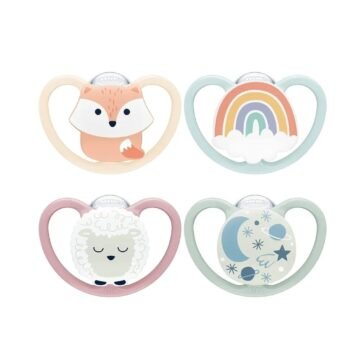 Nuk Space Day & Night Soothers 0-6m 4pack. Fox/Sheep