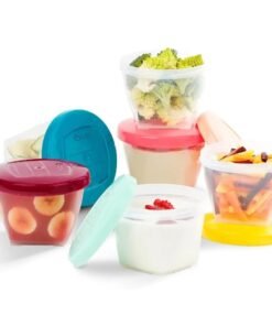 Babymoov Babybol Airtight Baby Food Storage Containers, 180 ml, Pack of 6, multicolor.