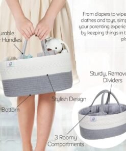 Alternative view of Cotton rope diaper caddy. Grey/Brown