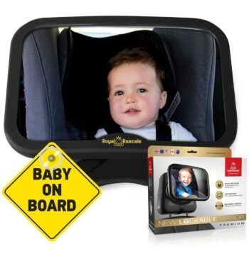Royal Rascals Baby Car Mirror. New lockable updated version. Black.