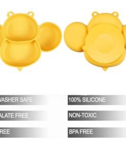 Alternative view of PandaEar Silicone Baby Suction Plate. Peach/Yellow
