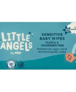 Little Angels Sensitive Baby Wipes, Plastic Free, Fragrance Free, 60 Wipes, 12 Pack